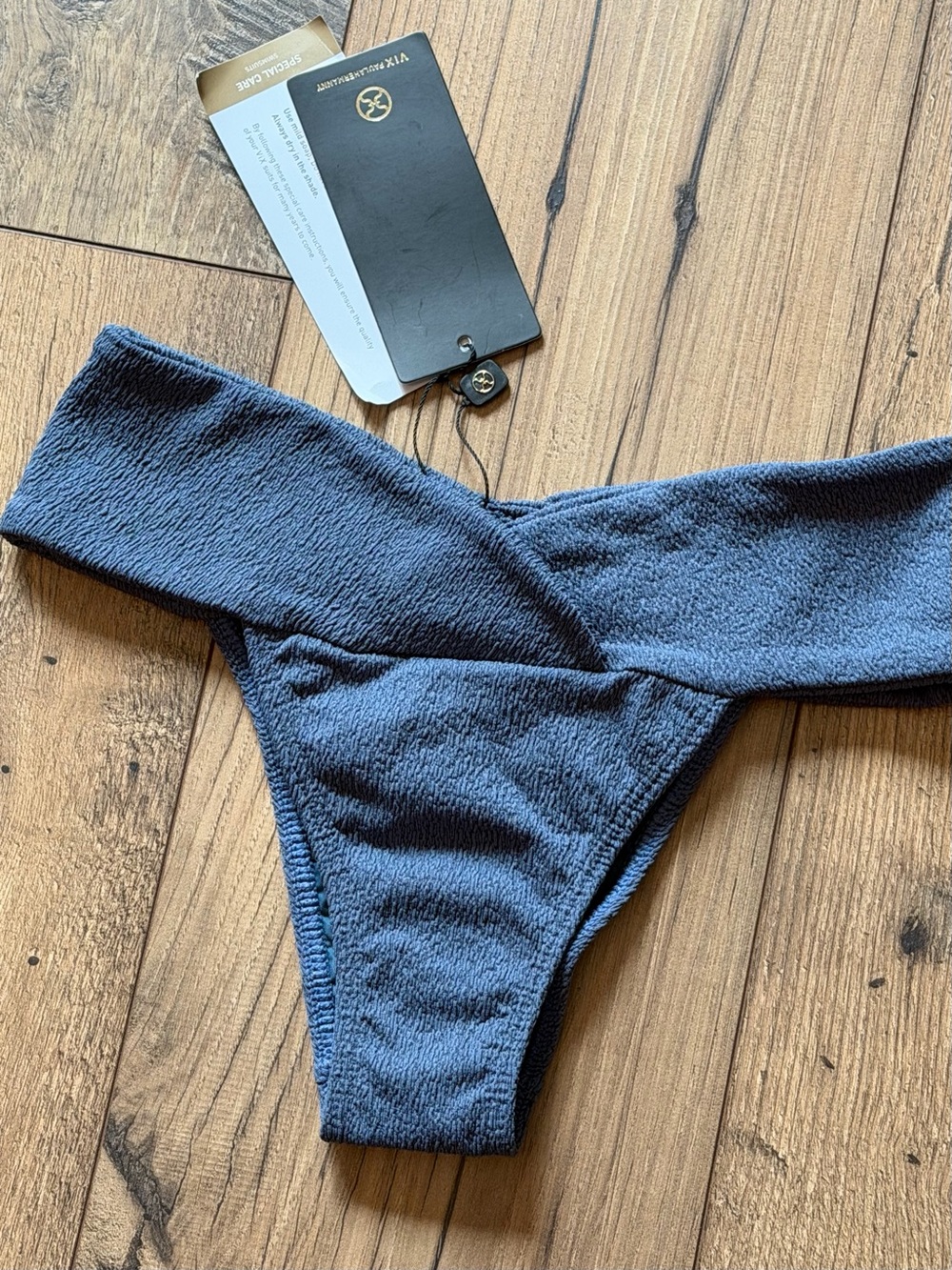 VIX Paula Hermanny Firenze Beta Bikini Bottom Blue Sz S NWT Luxury Brazilian